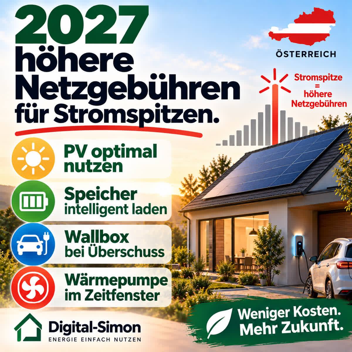 Grafik: Netzgebühren 2027 – vier Beispielhaushalte im Vergleich nach der E-Control-Beispielrechnung